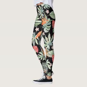 Leggings Tropiques foncées Imaginaire Fleur Foliage