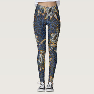 Leggings Tulipe Saules Motif Bleu Floral de William Morris