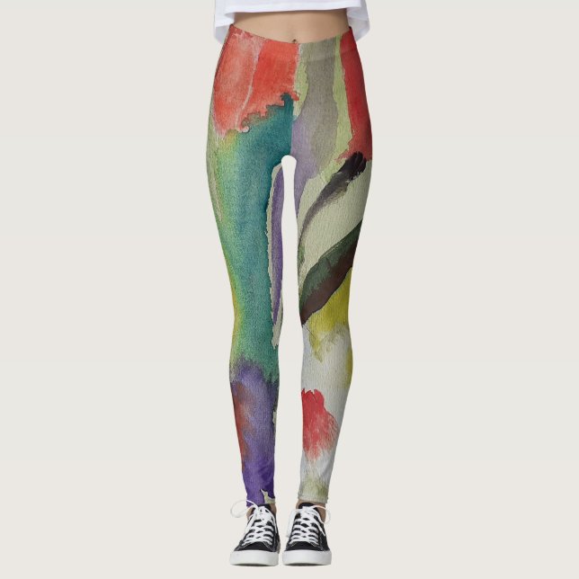 Leggings Tulipes Abstraites et légendes de fleurs de printe (Devant)