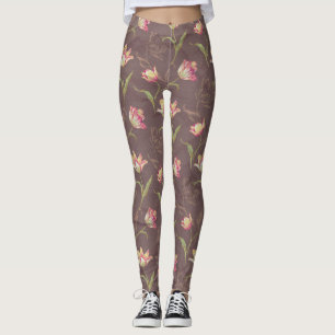 Leggings Tulipes dépliant crémeuse rose foncé version