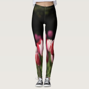 Leggings Tulipes rouge, blanche et rose