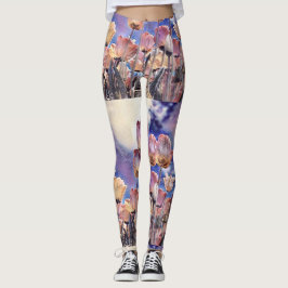 Leggings Tulipes violettes rose et orange