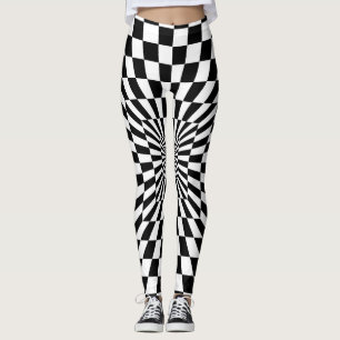 Leggings tunnel d'échiquier d'illusion optique