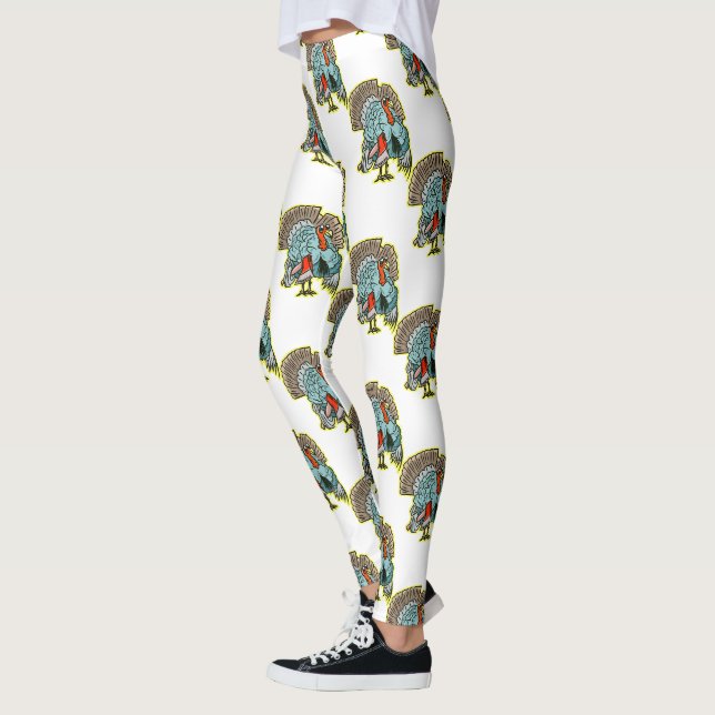 Leggings Turquie avec une hache drôle d'action de grâce (Gauche)