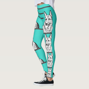 Leggings Turquoise Allemagne berger pattes de chien