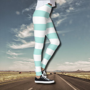 Leggings Turquoise Clair et Rayures Horizontales Larges Bla