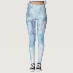 Leggings Turquoise de bleu d'aquarelle de texture de