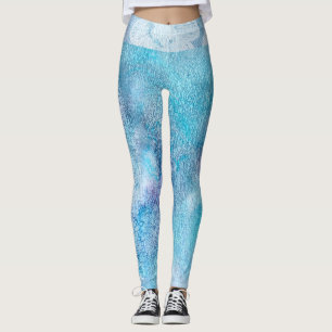 Leggings Turquoise de bleu d'aquarelle de texture de taille