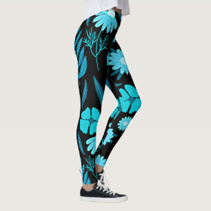 Leggings Turquoise en fleurs