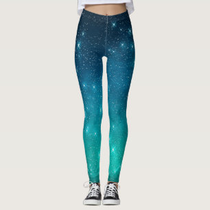 Leggings Turquoise et bleu dégradé céleste étoilé