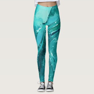 Leggings Turquoise palette Flowing Abstract