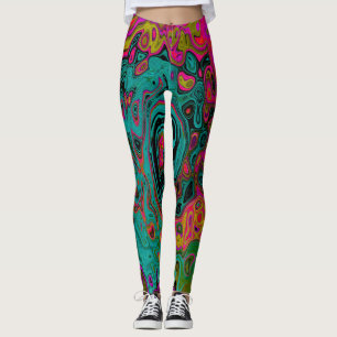 Leggings Turquoise Trippeyant Abstrait Rétro Tourbillon Liq