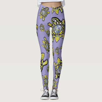 Leggings Turtle Earth Moon Maureen Girard Whimsical