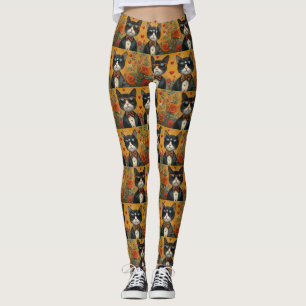 Leggings Tuxedo Chat avec coeur Roses Saint-Valentin