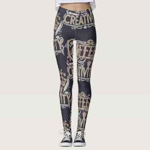 Leggings Typographie Café et Créativité