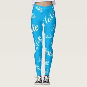 Leggings Typographie de nom personnalisée Police Ciel Bleu