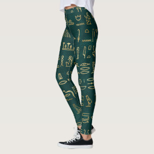 Leggings Typographie égyptienne des Hiéroglyphes d'or