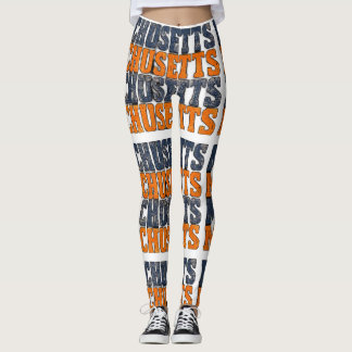Leggings Typographie Empilée Vintage Massachusetts en Distr