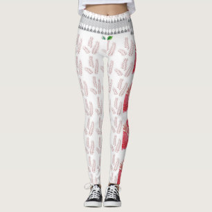 Leggings un arrière - plan blanc avec des feuilles roses