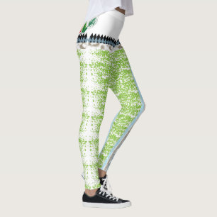 Leggings un arrière - plan vert et blanc avec des petits po