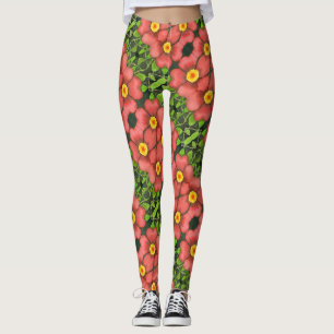 Leggings Un carrelage abstrait à la floraison rose sauvage 