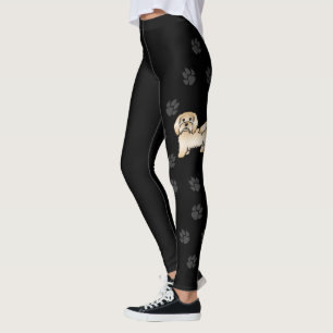 Leggings Un Cute Chien De Cartoon Havanais Avec Des Emprein