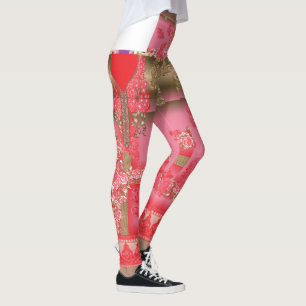Leggings un design d'arrière - plan rose et or avec un roug
