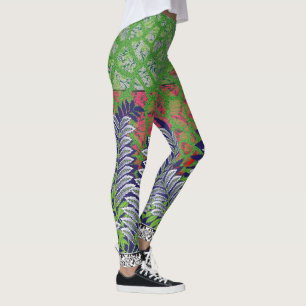 Leggings un design de motif vert et jaune