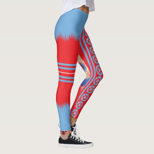 Leggings un design d'un motif rouge et bleu (Droite)