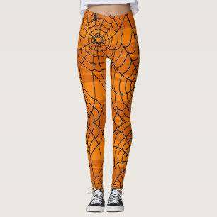 Leggings Un joli Halloween Spider Web noir et orange