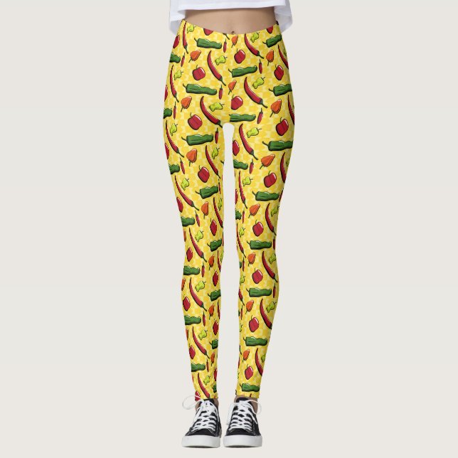 Leggings Un monde de légendes de poivrons chili (Devant)