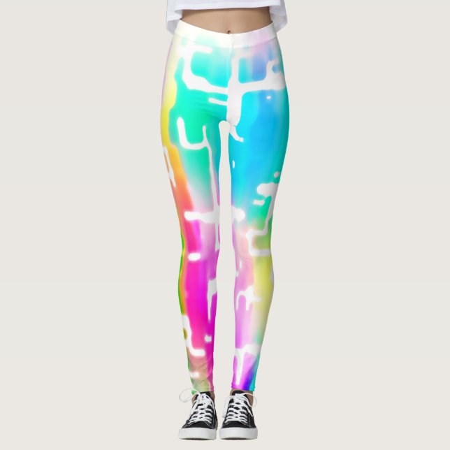 Leggings Un Motif Abstrait fou rustique aux couleurs vives (Devant)