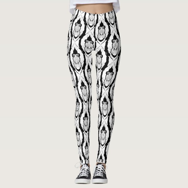 Leggings un motif avec une tête de mandrill (Devant)