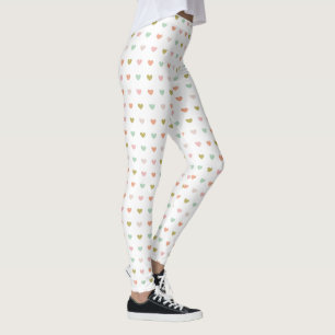Leggings Un Motif de Pastel Coeurs colorés Design Blanc