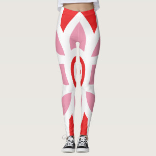 Leggings un motif rouge et blanc avec une fleur