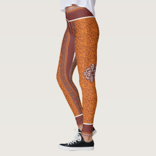 Leggings Un motif saisissant combinant orange et b