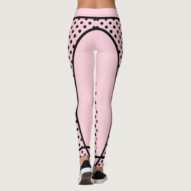 Leggings Un rêve rose avec des points noirs de yoga (Dos)