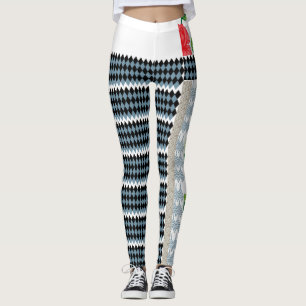 Leggings une à damiers noire et blanche avec un b blanc