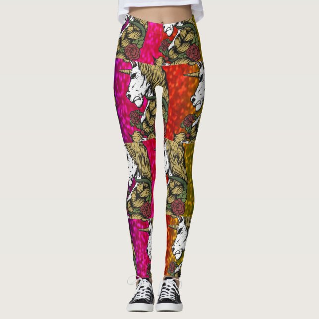 Leggings Unicorne arc-en-ciel (Devant)