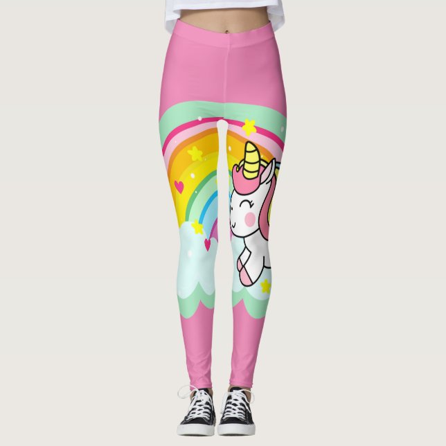 Leggings Unicorne arc-en-ciel (Devant)