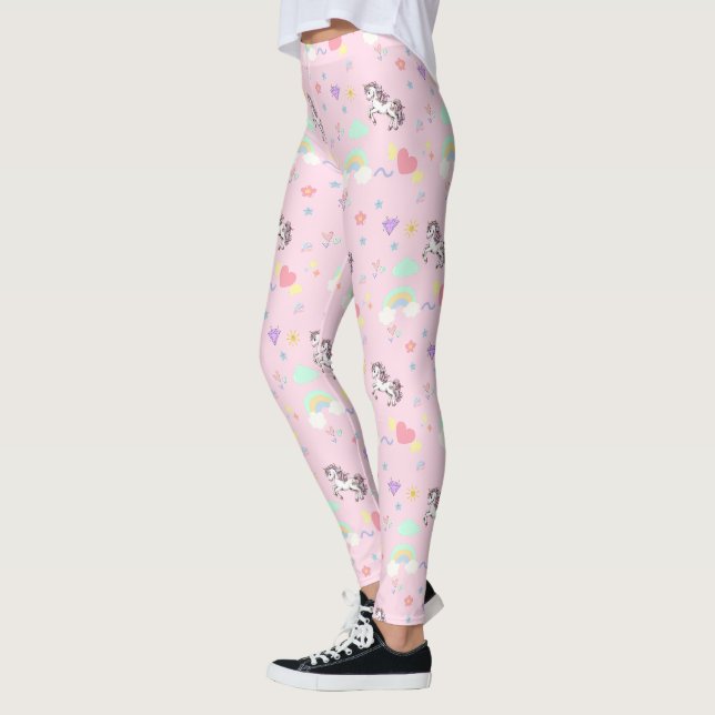Leggings Unicorne rose magique princesse fille d'anniversai (Gauche)