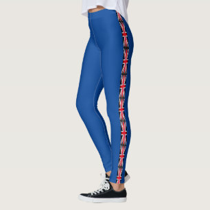 Leggings Union Drapeau Uk Jacked Red Blue Fun Vertical Stri