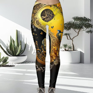 Leggings Unique complexe spirituel femmes Jaunes et Noires