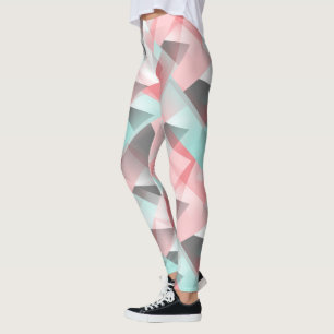 Leggings Unique Motif d'Art Vert Corail Rose Mint