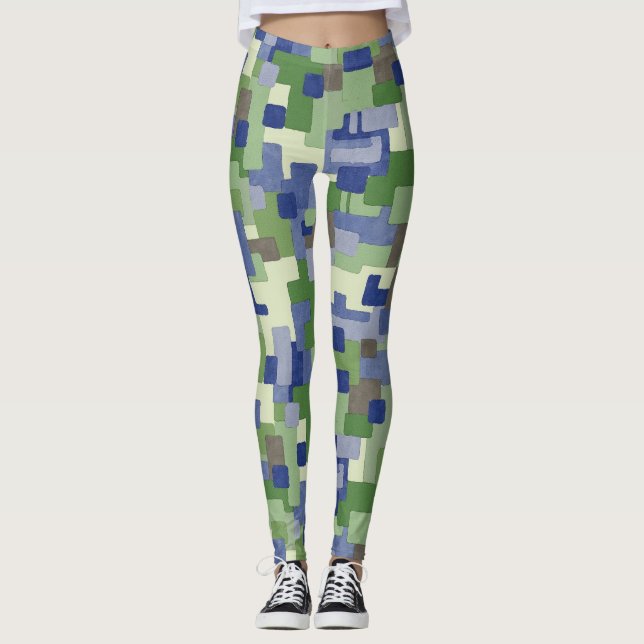 Leggings Urban Camo Greens Browens Motif numérique (Devant)