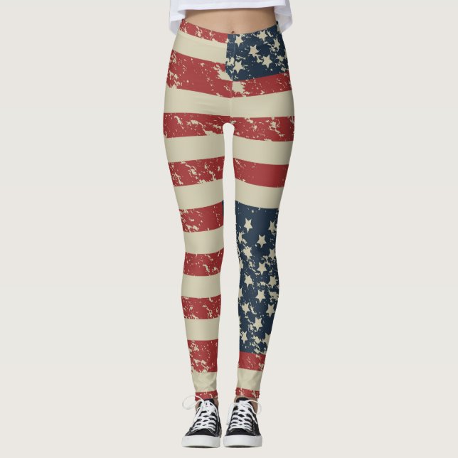 Leggings USA Drapeau Déserté Look (Devant)