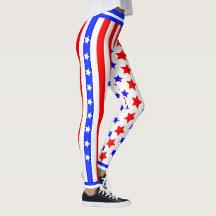 Leggings USA Stars and Stripes on WHITE