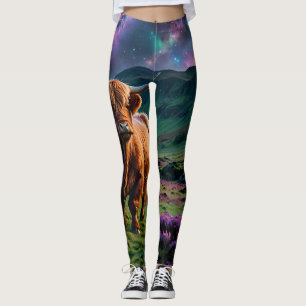Leggings Vache Highland debout sous les étoiles à Heather