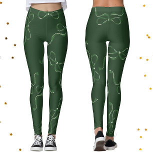 Leggings Vaches de Noël modernes   Vacances Classique Vert