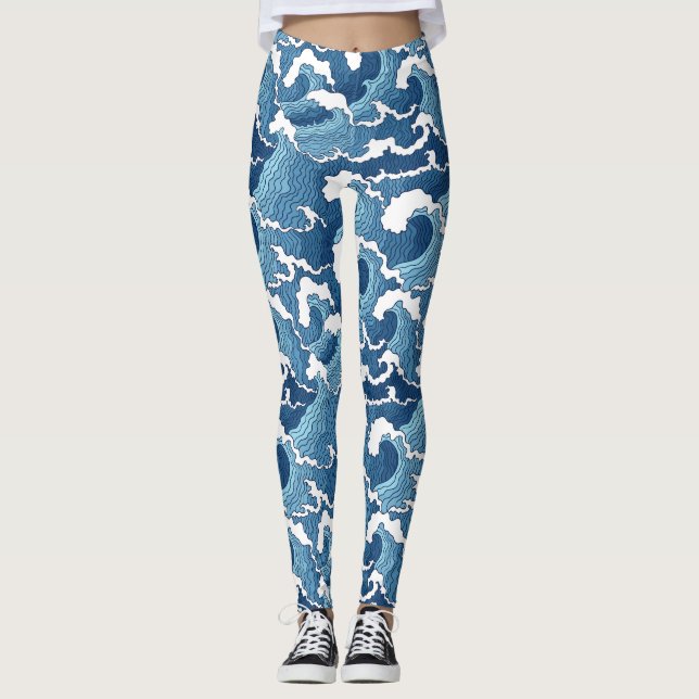 Leggings Vagues Abstraites (Devant)